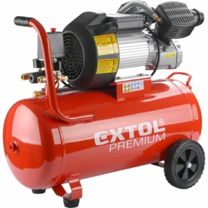 04/02. Kompresor olejový dvojvalcový, príkon 2,2kW, nádoba 50l, max. 8bar, EXTOL PREMIUM